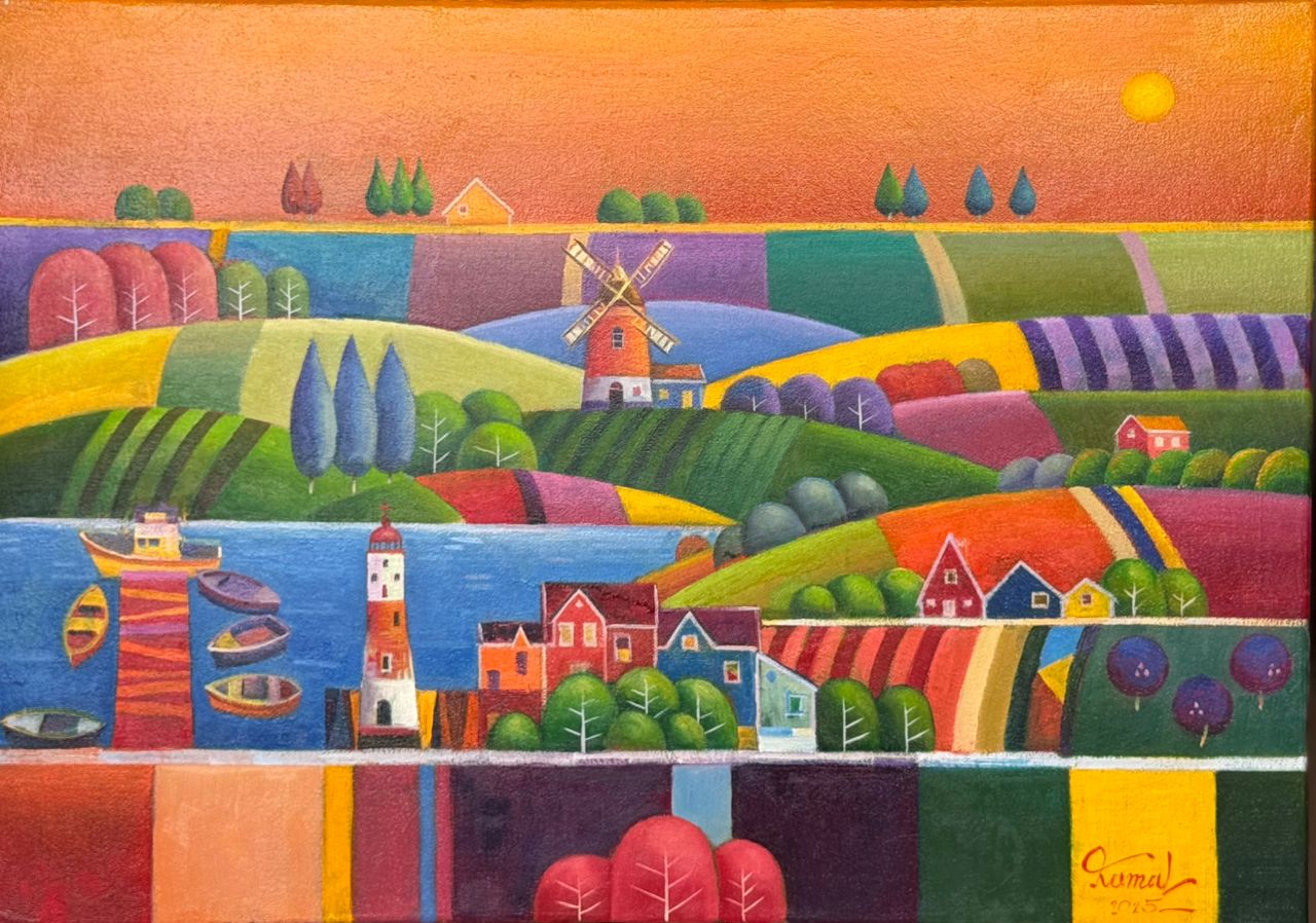 Coastal Village with Lighthouse